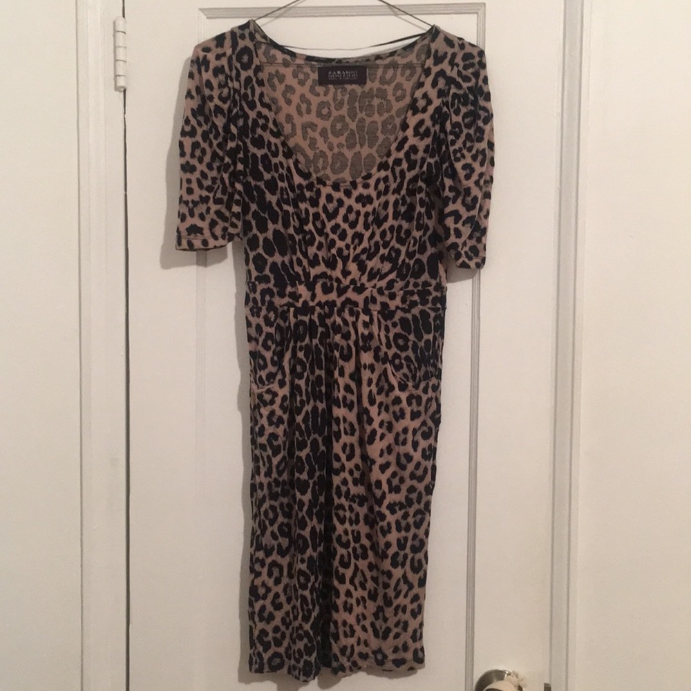 Zara Leopard Dress puff sleeves